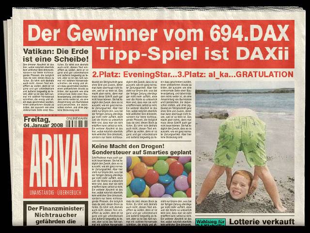 695.DAX Tipp-Spiel, Montag, 07.01.08 140084