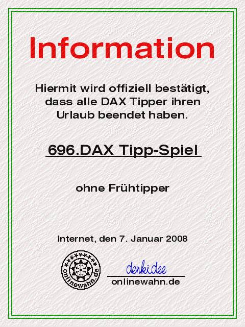 695.DAX Tipp-Spiel, Montag, 07.01.08 140090