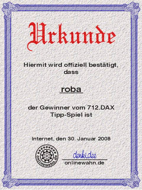 711.DAX Tipp-Spiel, Dienstag, 29.01.08, 17.45 Uhr, 145128