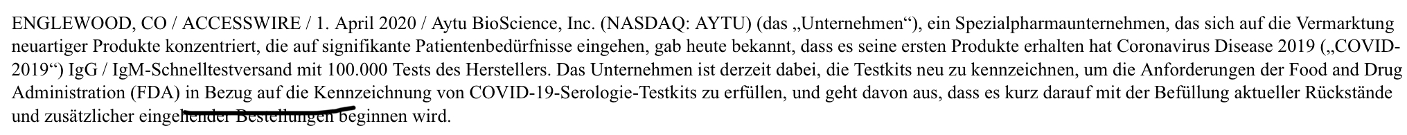 Aytu - die nächste (Corona) Sau wird durchs Dorf.. 1170098