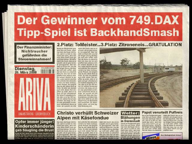 750.DAX Tipp-Spiel, Mittwoch, 26.03.08 156282