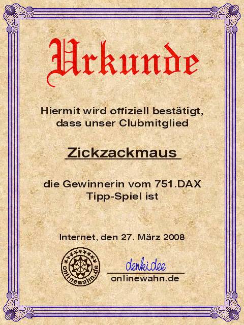 750.DAX Tipp-Spiel, Mittwoch, 26.03.08 156605