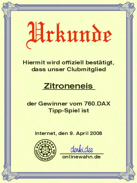 760.DAX Tipp-Spiel, Mittwoch, 09.04.08 158602