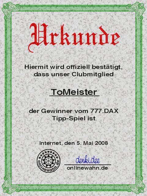777.DAX Tipp-Spiel, Montag, 05.05.08 162385