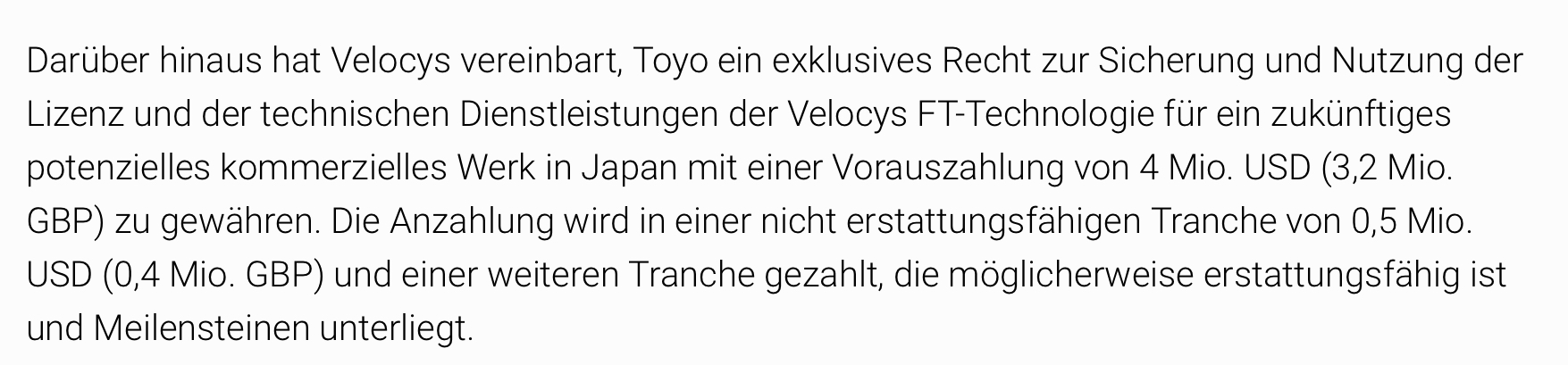 Velocys Aktie mit viel Potential ! 1160449