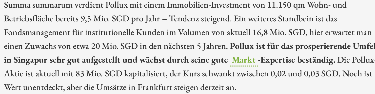 Pollux Properties - Wer wagt gewinnt - 1238439