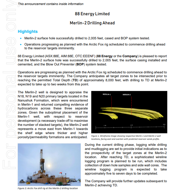 Öl-Projekt 88 Energy Project in der heißen Phase 1304940
