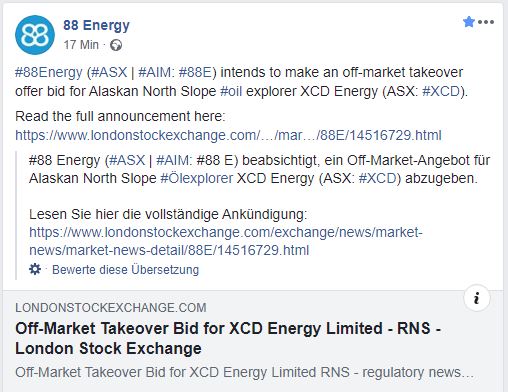 Öl-Projekt 88 Energy Project in der heißen Phase 1174773