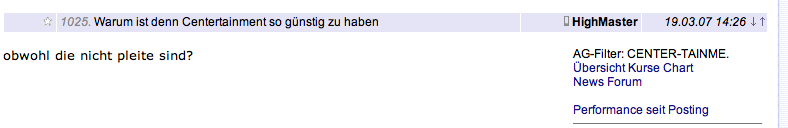 ++ CENTER-TAINMENT für Realisten ++ 88740