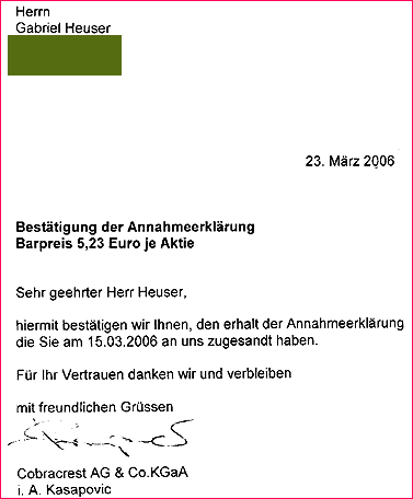 Cobracrest - Thema Übernahme 34688