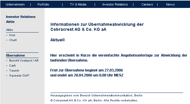 Cobracrest - Thema Übernahme 31269