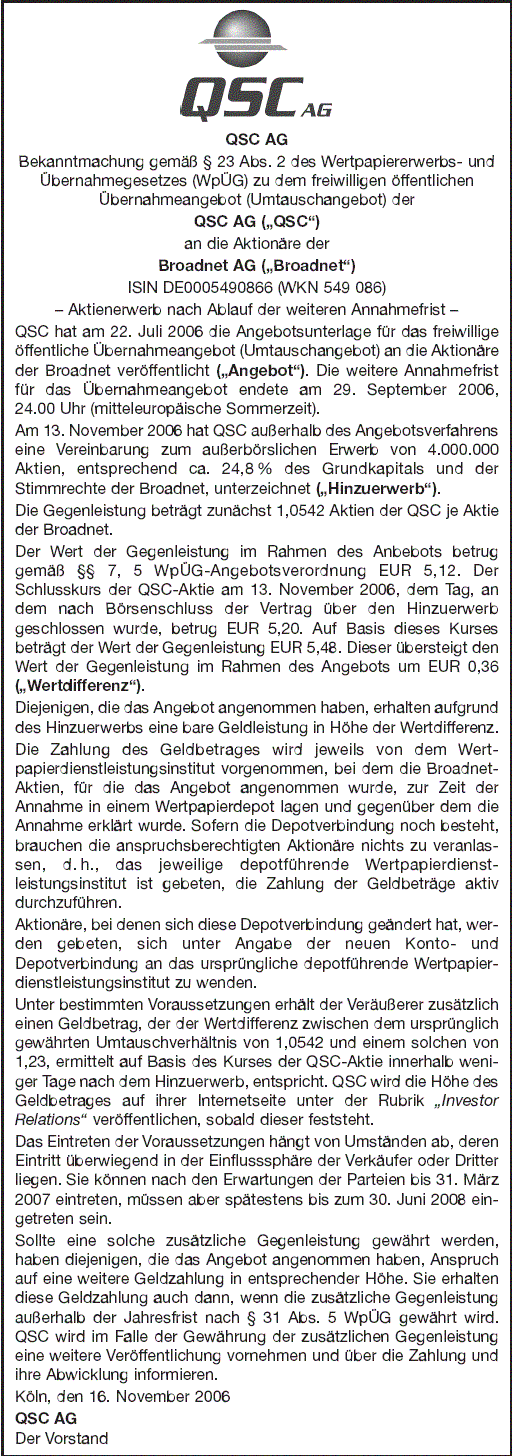 Broadnet - Ausverkauf, Tradingchance 67843