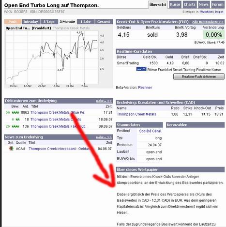 Thompson Creek Metals (Blue Pearl Mng) 104322