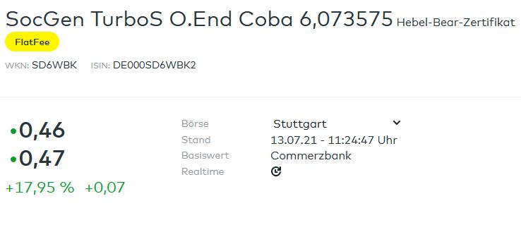 COMMERZBANK kaufen Kz. 28 € 1263422