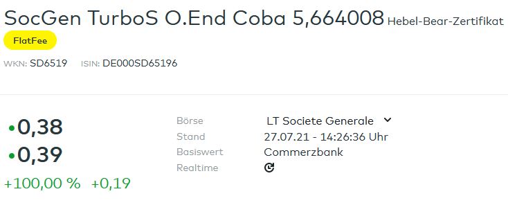 COMMERZBANK kaufen Kz. 28 € 1265852