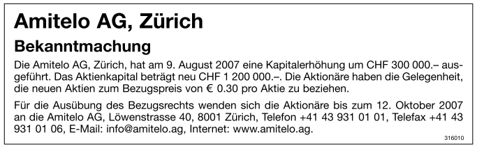 Die Amitelo AG - Fakten und Zahlen 124308
