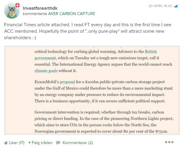 Aker Carbon Capture ASA für die Klimaziele 1247942