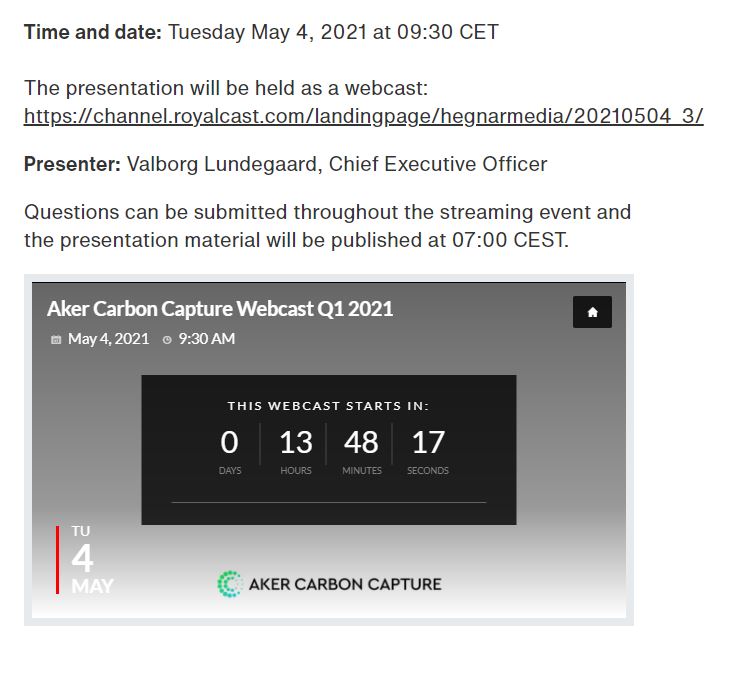 Aker Carbon Capture ASA für die Klimaziele 1250246