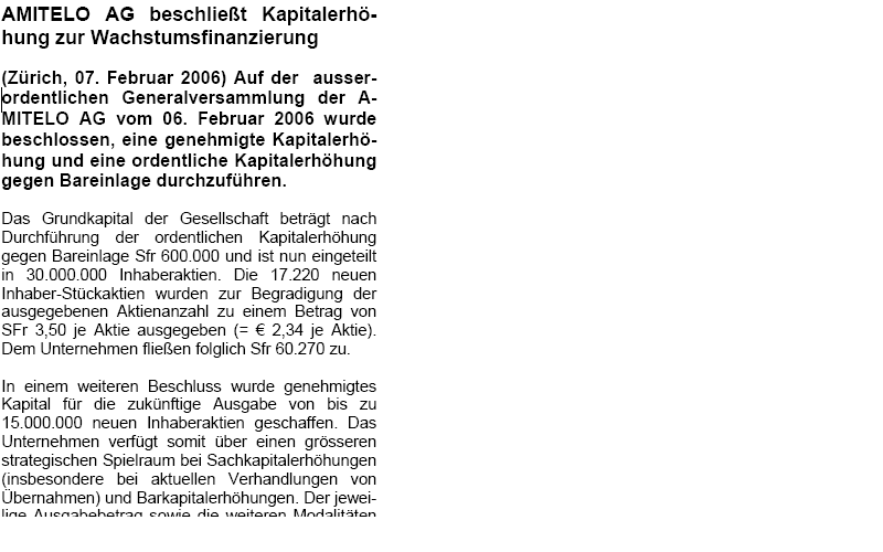 Amitelo hebt Prognosen für 2006 und 2007 an 84132