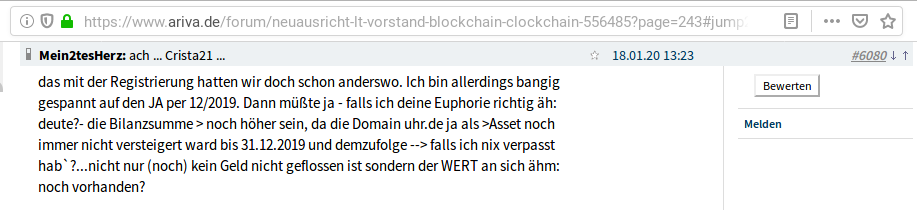 Neuausricht lt. Vorstand : Blockchain / Clockchain 1155263