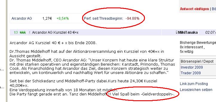 Arcandor AG Kursziel 40 €+x 221062