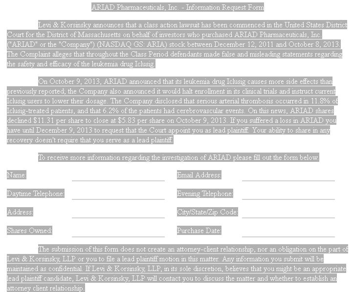 Ariad Pharmaceuticals - der letzte Thread 670216