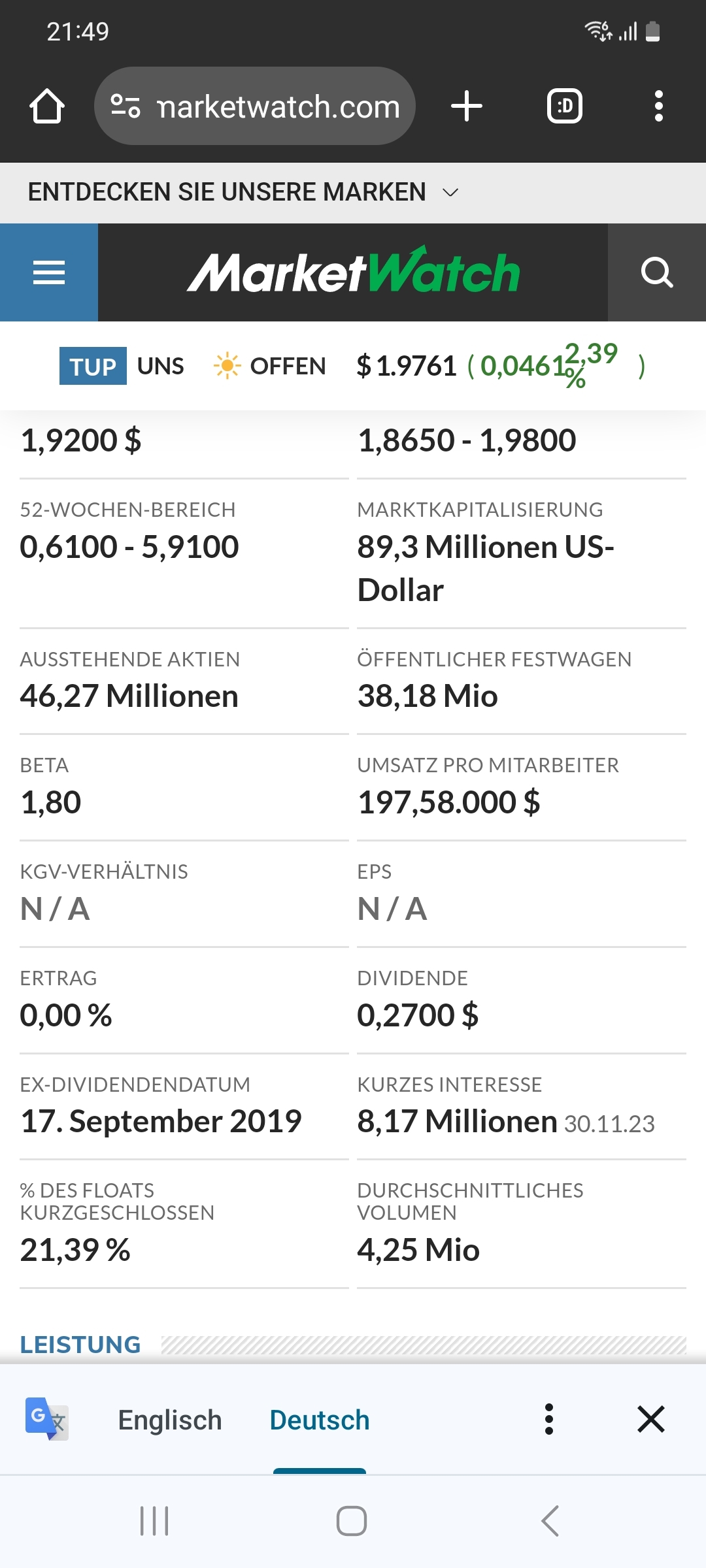 Tupperware (TUP) Aktie - 4er KGV günstig genug? 1402212