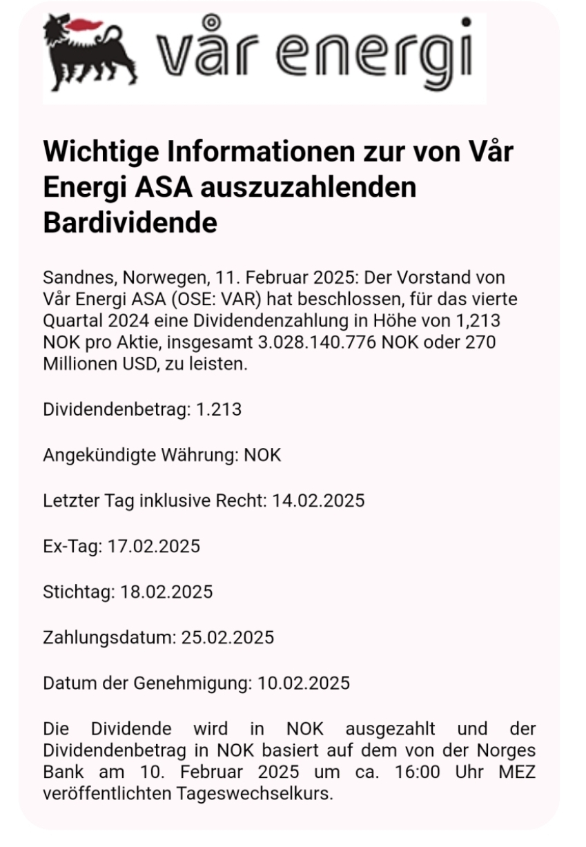 VAR ENERGI mit Norwegischem Erdgas 1470190
