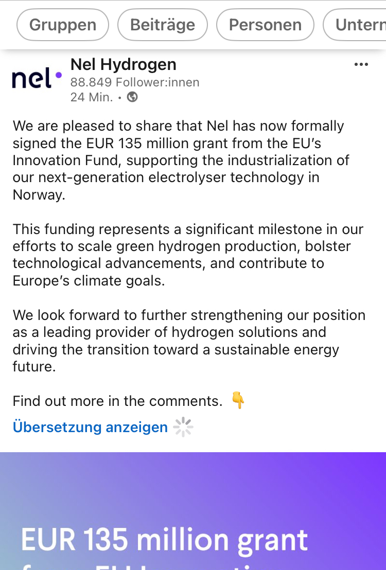 NEL, der Wasserstoffplayer aus Norwegen 1472436