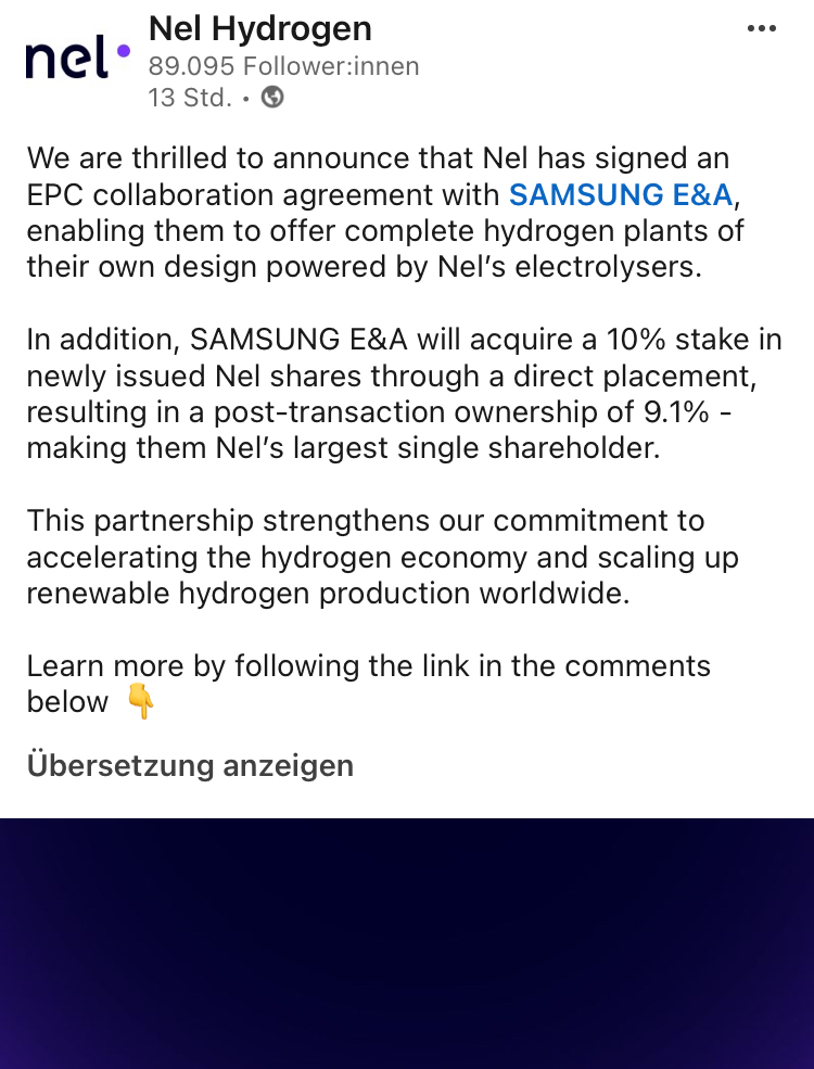 NEL, der Wasserstoffplayer aus Norwegen 1474117