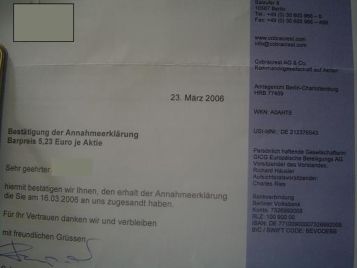 Cobracrest - Thema Übernahme 34738