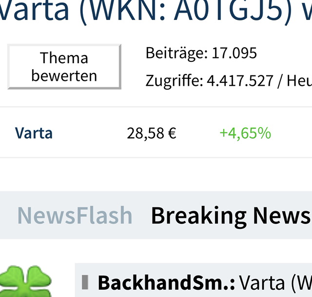 Varta (WKN: A0TGJ5) wieder geladen 1340752