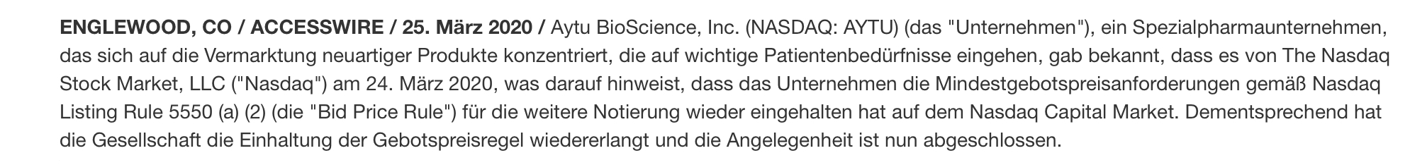 Aytu - die nächste (Corona) Sau wird durchs Dorf.. 1169874