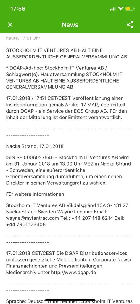 Blockchain -neue Kursrakete? WKN A116BG Stockholm 1035558