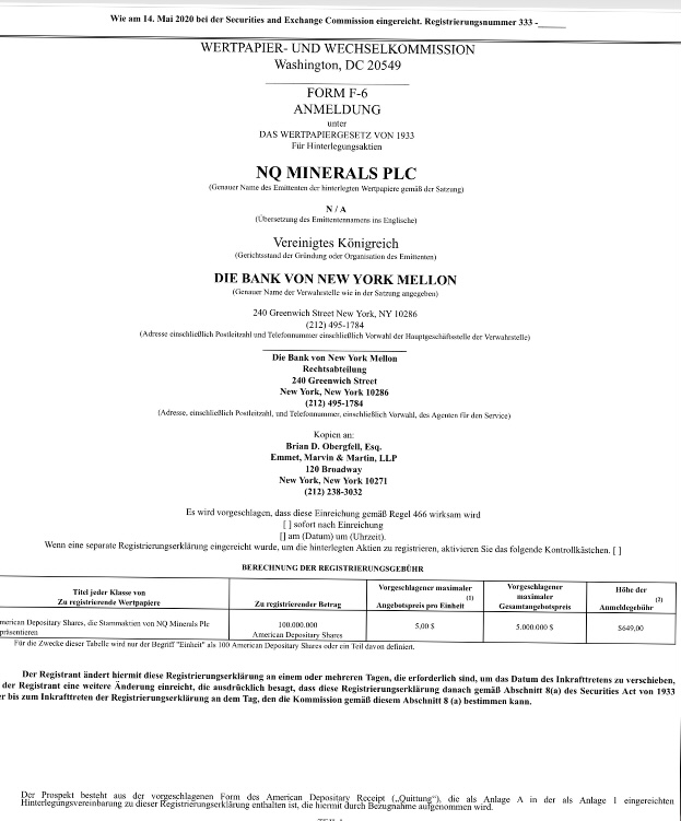NQ Minerals - Doppelnotierung - 1256790