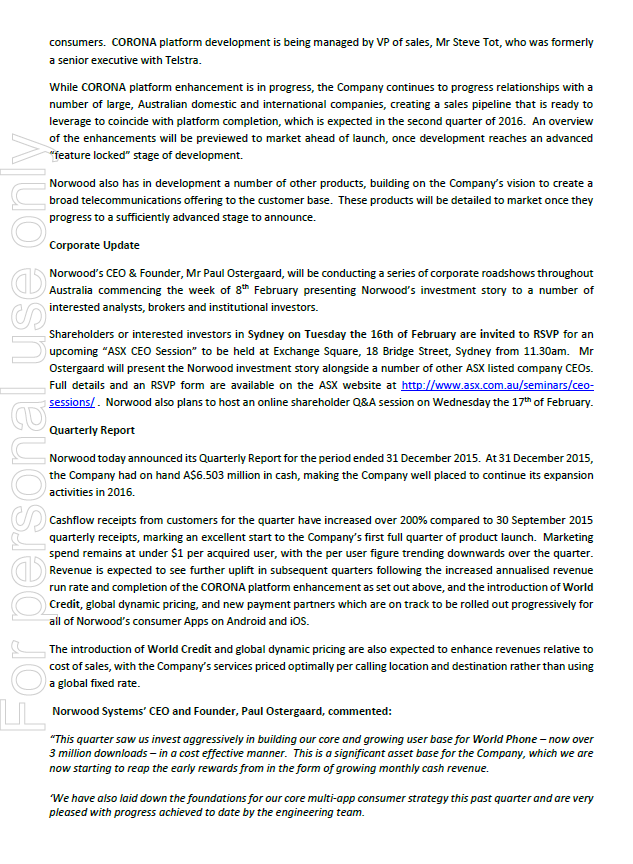 Norwood Systems 889510