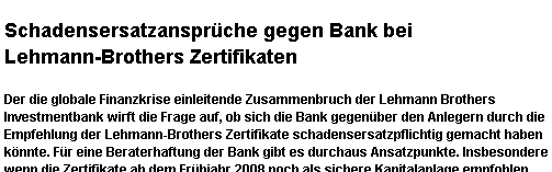 Welche LEHMAN-Producte sind davon betroffen? 194921