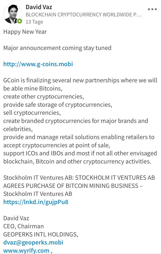 Blockchain -neue Kursrakete? WKN A116BG Stockholm 1035608