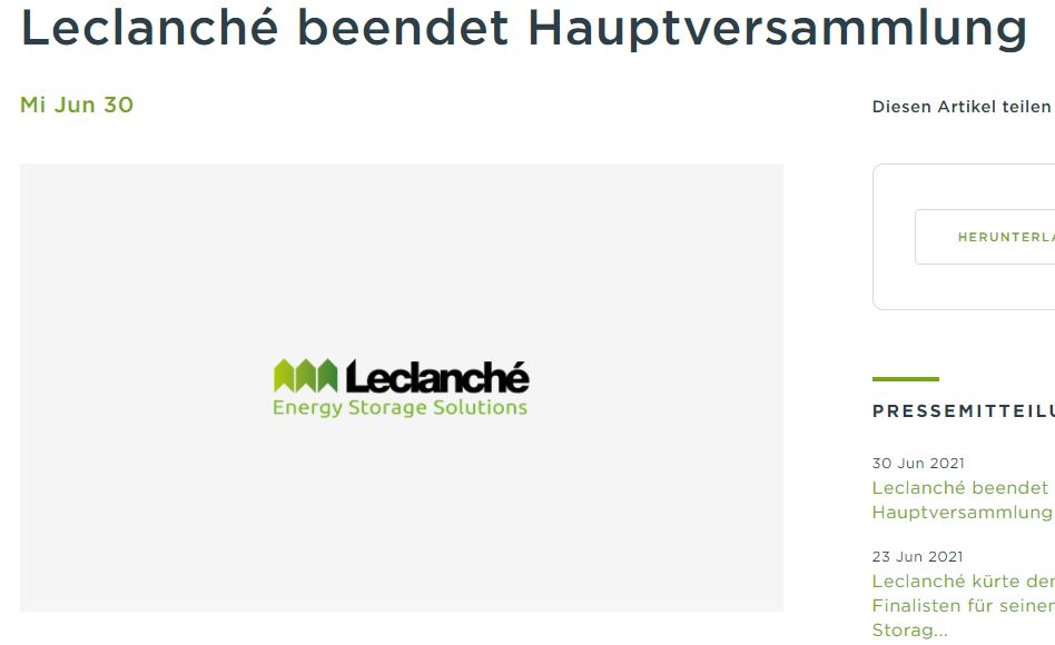 Leclanché SA Lithium-Ionen-Zelltechnologien 1261417