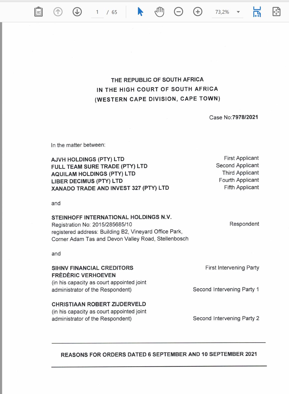 Steinhoff International Holdings N.V. 1277782