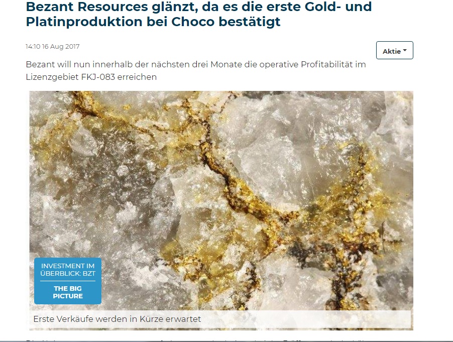 Bezant Ressources kurz vor Produktionsbeginn? 1034500