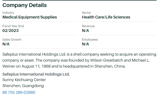 US78646R1068 - Safeplus International Holdings 1383158