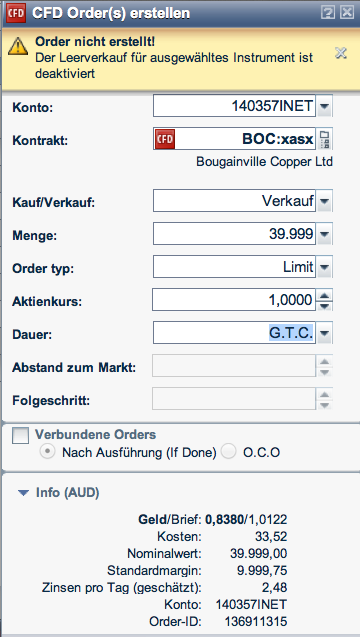 Trading Bougainville Copper (ADRs) 867948 490195