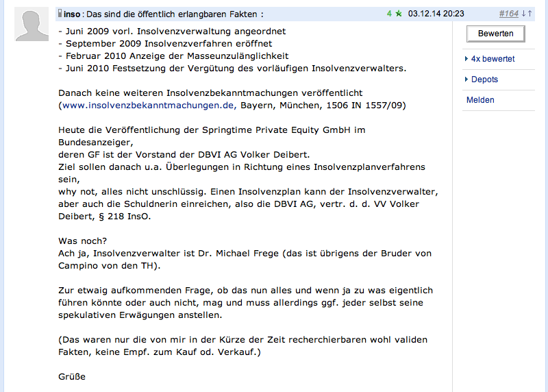 Dt. Beamtenvorsorge Im. Holding AG vor Sanierung! 778725