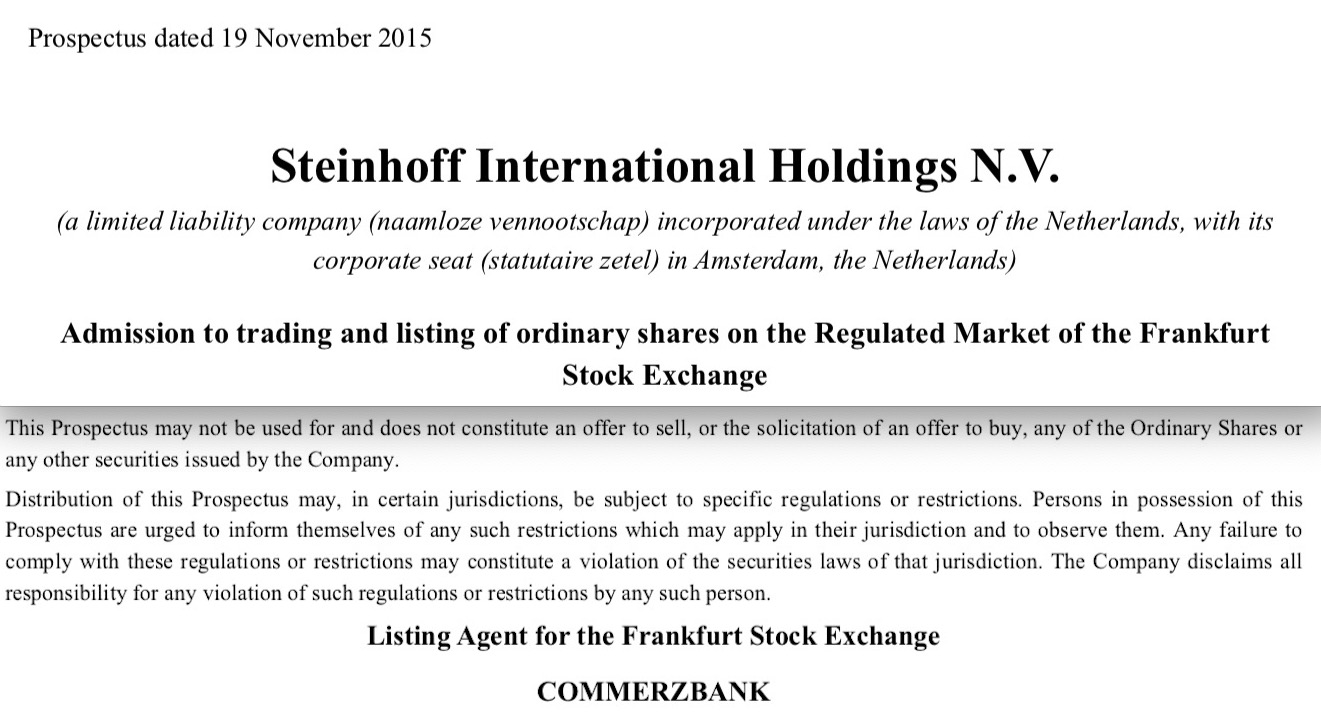Steinhoff International Holdings N.V. 1099625
