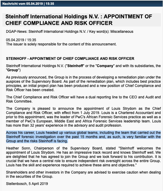 Steinhoff International Holdings N.V. 1109648
