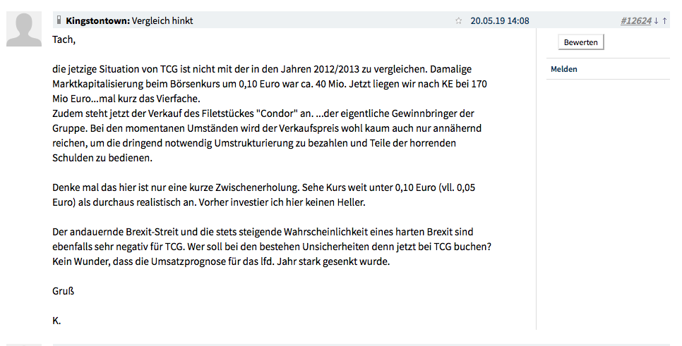 Thomas Cook (A0MR3W) - Rebound nach Kurssturz? 1113372