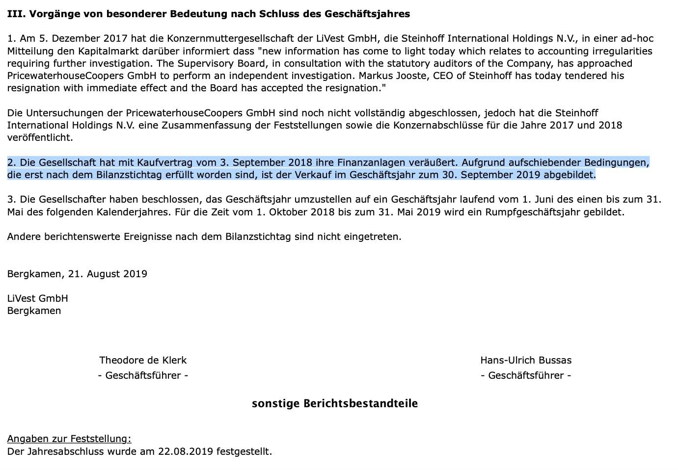 Steinhoff International Holdings N.V. 1152386