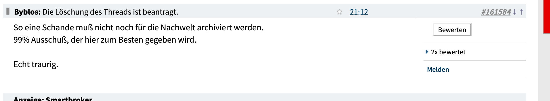 Schweren Herzens aber eine Erleichterung 1187623