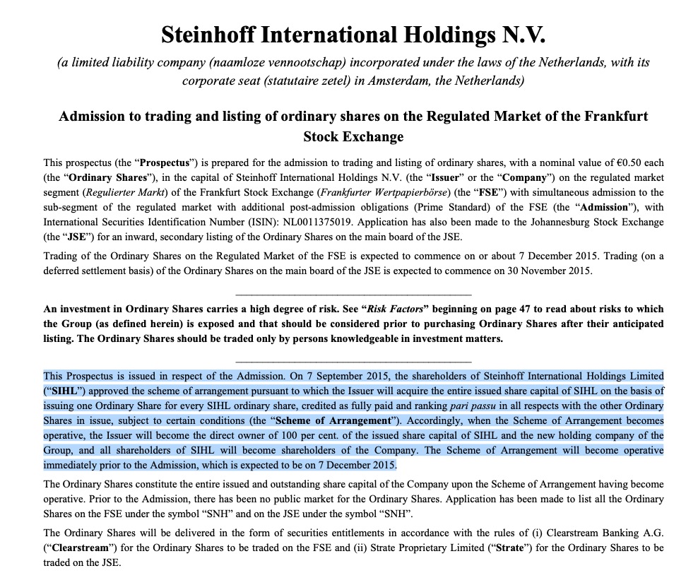 Steinhoff International Holdings N.V. 1189105